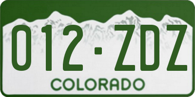 CO license plate 012ZDZ