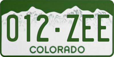 CO license plate 012ZEE