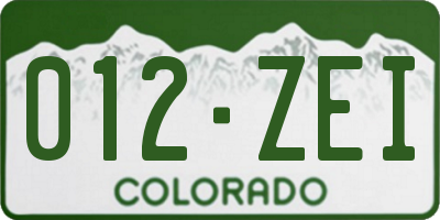 CO license plate 012ZEI