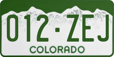 CO license plate 012ZEJ