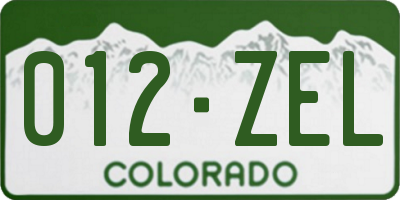CO license plate 012ZEL