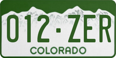 CO license plate 012ZER