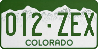 CO license plate 012ZEX