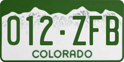 CO license plate 012ZFB