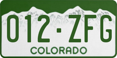 CO license plate 012ZFG