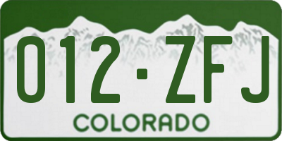 CO license plate 012ZFJ