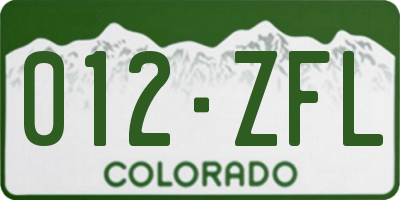 CO license plate 012ZFL
