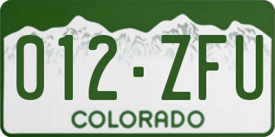 CO license plate 012ZFU