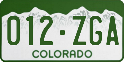 CO license plate 012ZGA