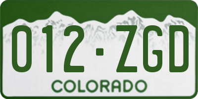 CO license plate 012ZGD
