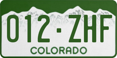 CO license plate 012ZHF