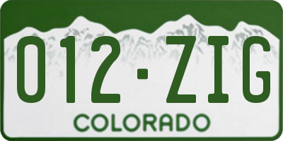 CO license plate 012ZIG