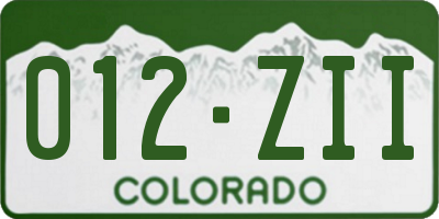 CO license plate 012ZII