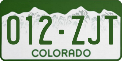 CO license plate 012ZJT