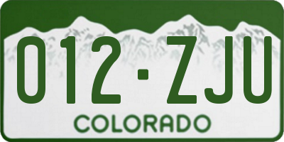 CO license plate 012ZJU