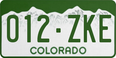 CO license plate 012ZKE