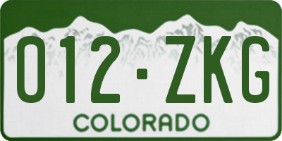 CO license plate 012ZKG