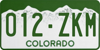 CO license plate 012ZKM