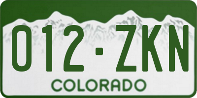 CO license plate 012ZKN