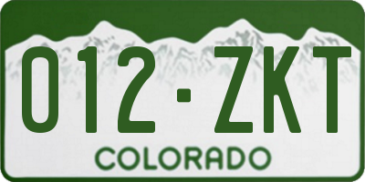 CO license plate 012ZKT