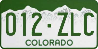 CO license plate 012ZLC