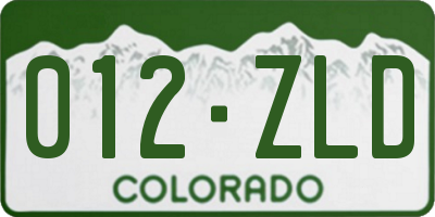 CO license plate 012ZLD