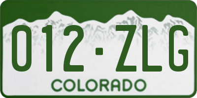 CO license plate 012ZLG