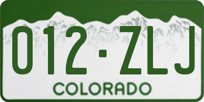 CO license plate 012ZLJ