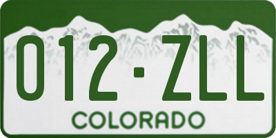 CO license plate 012ZLL