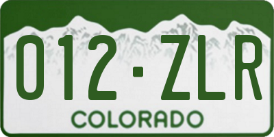 CO license plate 012ZLR