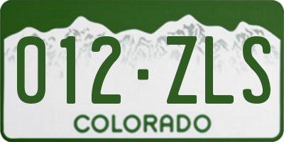 CO license plate 012ZLS