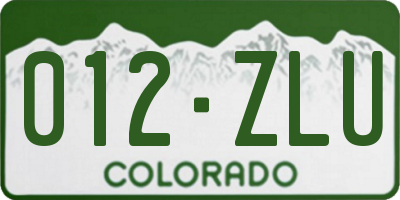 CO license plate 012ZLU