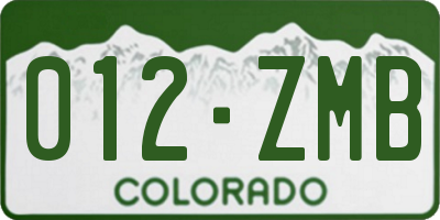 CO license plate 012ZMB