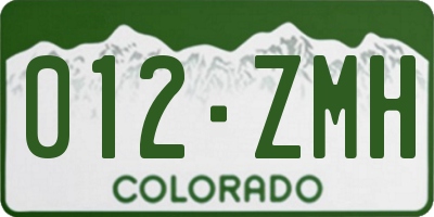 CO license plate 012ZMH