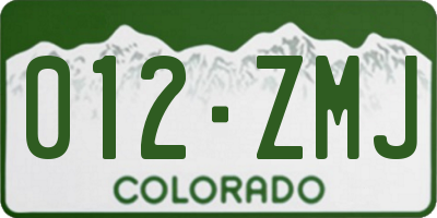 CO license plate 012ZMJ
