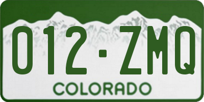 CO license plate 012ZMQ