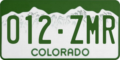 CO license plate 012ZMR