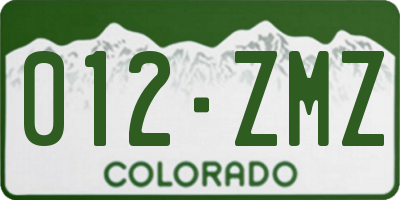 CO license plate 012ZMZ