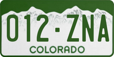 CO license plate 012ZNA
