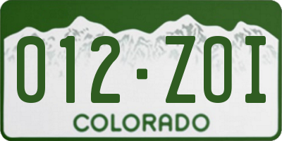CO license plate 012ZOI