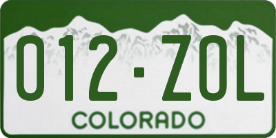 CO license plate 012ZOL