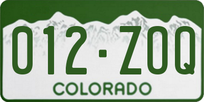 CO license plate 012ZOQ