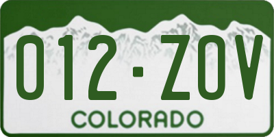 CO license plate 012ZOV