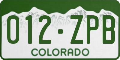 CO license plate 012ZPB