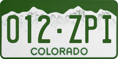 CO license plate 012ZPI
