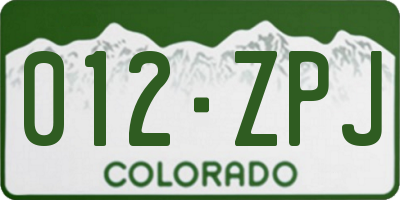 CO license plate 012ZPJ