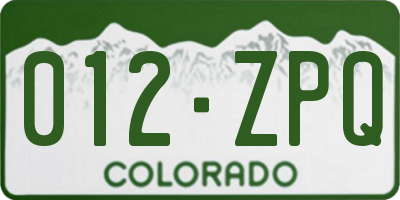 CO license plate 012ZPQ