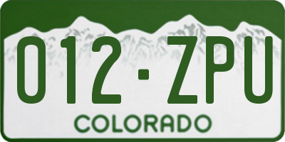CO license plate 012ZPU
