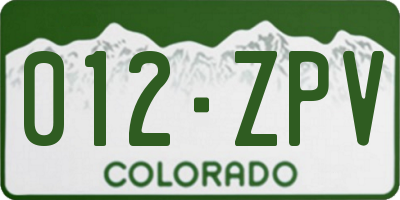 CO license plate 012ZPV