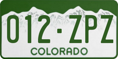 CO license plate 012ZPZ